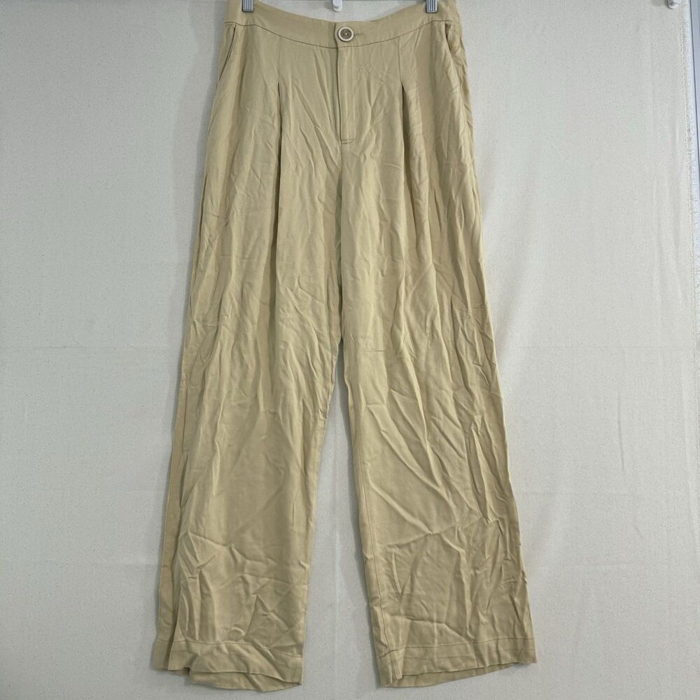 Esquire Women High Rise Wide Leg Pants EU 40 Beige Lightweight Soft